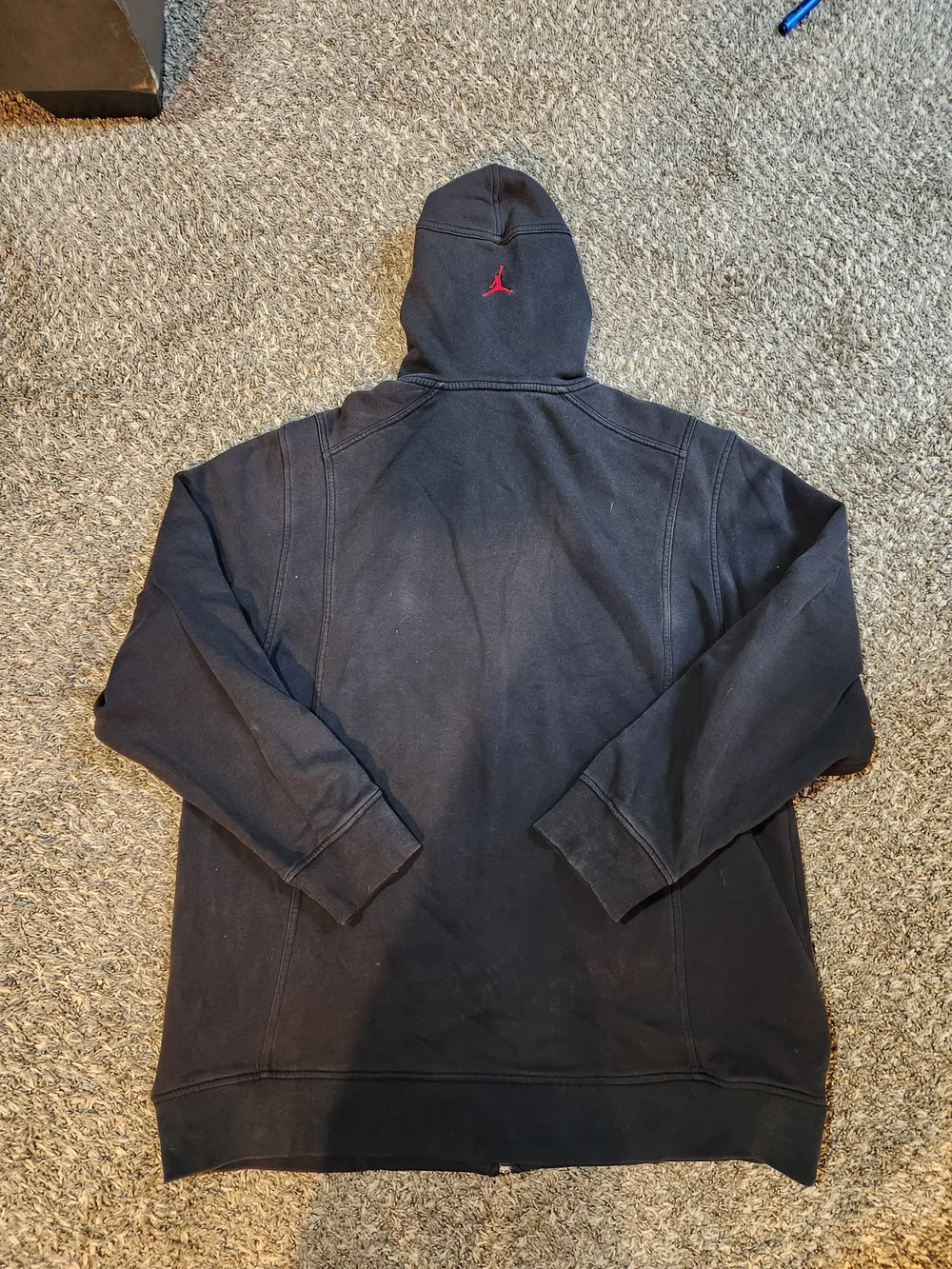 Vintage Jordan Black Hoodie with Red Lining & Red Zip Size XL